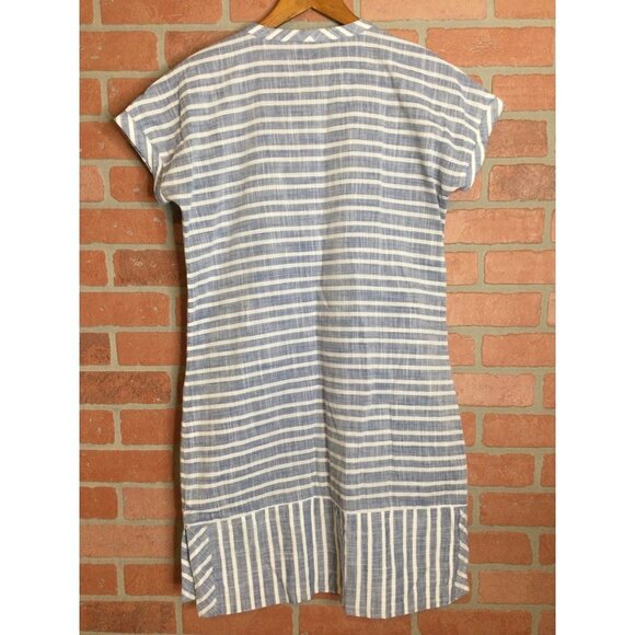 Athleta Barbados Mini Shift Dress Cover-Up Pullover Blue White Stripe Size Small - Picture 4 of 8